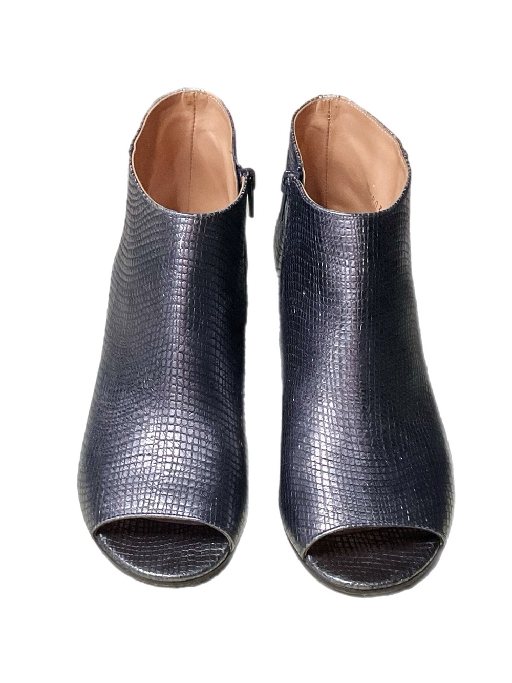 Maison Martin Margiela Line 22 Metallic Snake Embossed Peep-Toe Booties - Sz 37